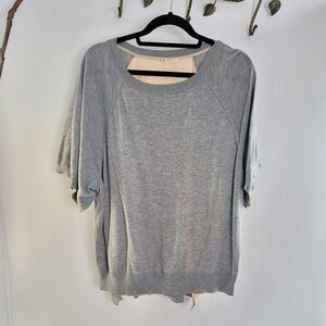 Anthropologie moth east falls short sleeve gray sweater semi sheer back